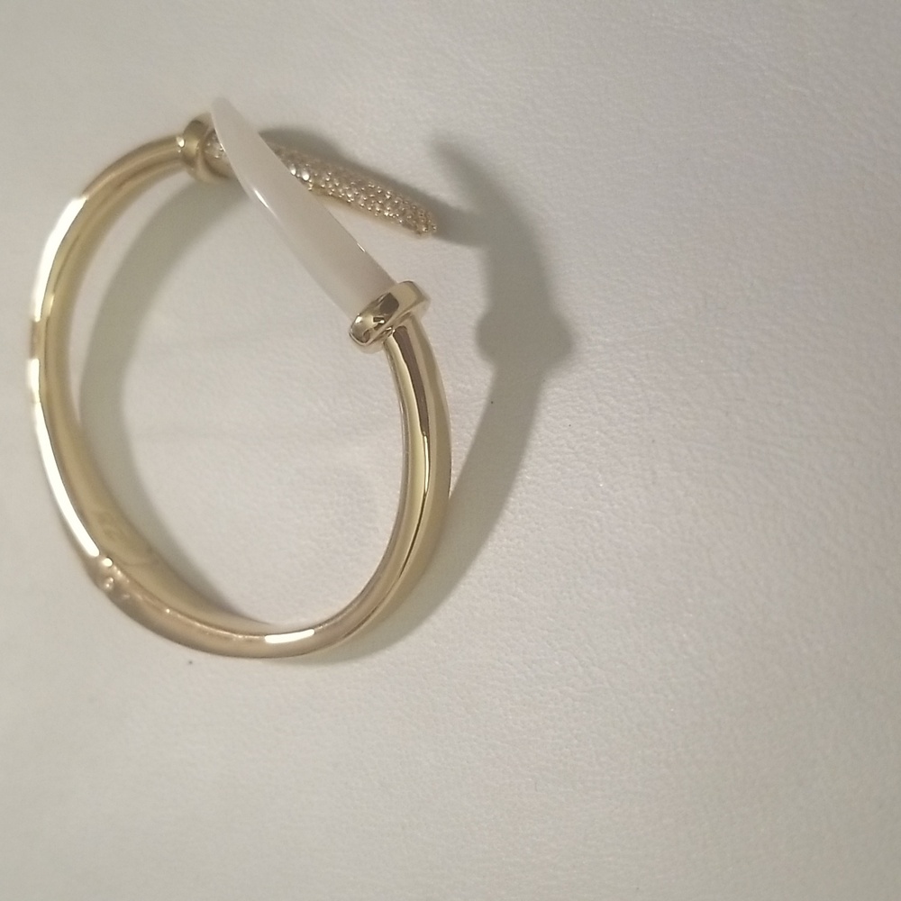 Women's Rachel Zoe Goldtone Bracelet with Simulated Ivory & Rhinestones; O/S - Picture 5 of 8